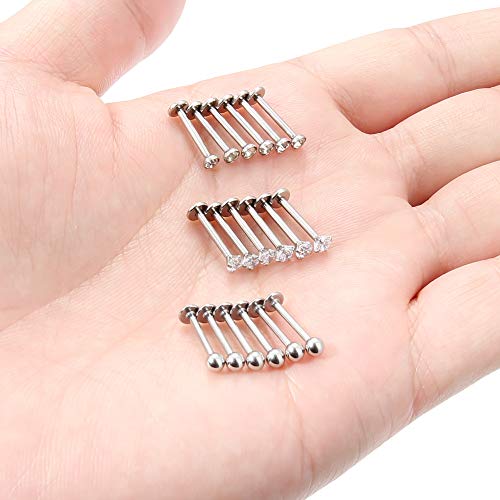 SCERRING 18PCS 16g Stainless Steel Clear Cubic Zirconia Labret Monroe Lip Tragus Cartilage Helix Earring Ring Body Piercing Jewelry 6mm 8mm 10mm3