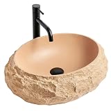 Rea - Lavabo Da Appoggio Mika Light Terracotta Artificial Stone (Pietra Composita), Beige, Ovale 50X38X15cm