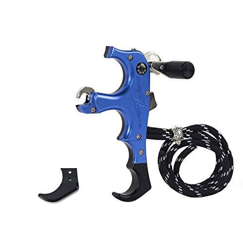 Bow Release Aids,3 Or 4 Fingers Grip Adjustable Automatic Archery Release,Thumb Trigger For Compound Bow Accessory, And Affordable Price, Is Your Best Choice(Blue With Black) #TOP3