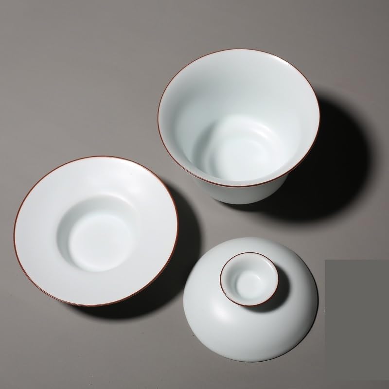 GSOUL Kungfu Tea cup Chinese Tea Cup White Ceramic Covered Bowl Home Kung Fu Set Retro Small Tea Cups