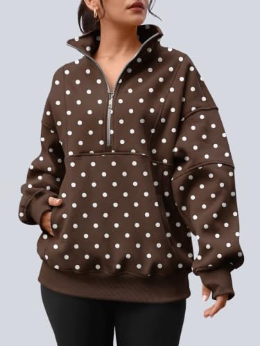 Image of AUTOMET Women's Quarter Zip Oversized Sweatshirt Fleece Mock Neck Pullover