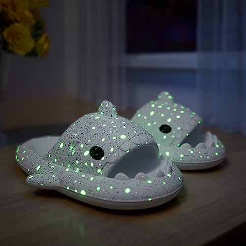 Galaxy Shark Slides Glow in the Dark for Men and Women, Cloud Shark Slides Beach Sandals Luminous Shark Slippers4