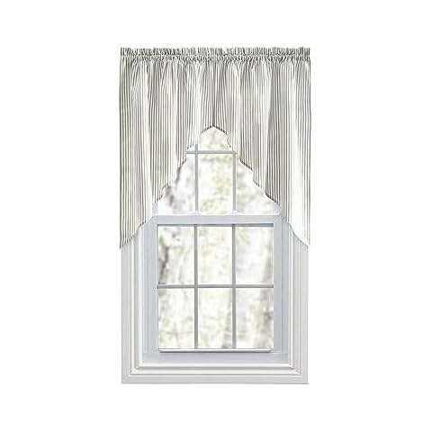 Ellis Curtain Plaza Stripe Tailored Swag, 56" x 36", Sage Cover