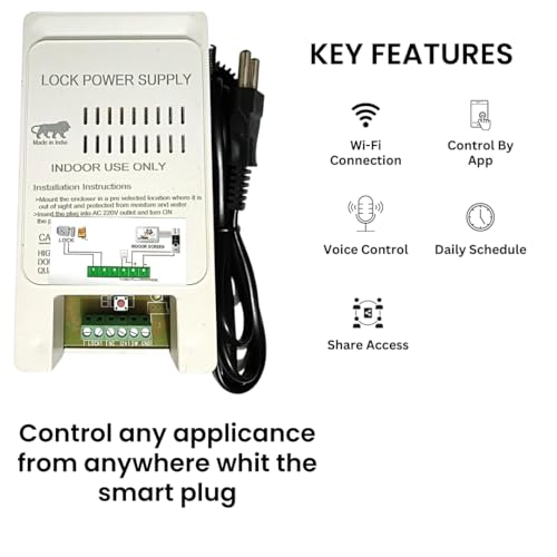Image of Metal Electronic Door Lock with WiFi Controller Main Gate Lock with 2 remotes | Heavy Duty Lock | Suitable for SS Steel MS Aluminium Wooden Gates | Mobile App Remote Key Based
