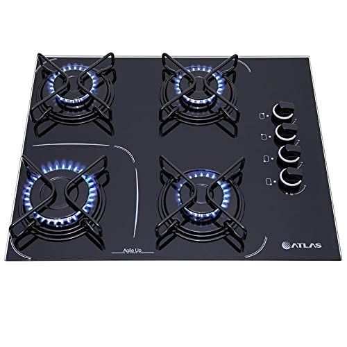 Cooktop 4 bocas Atlas Agile Up Glass Preto com Acendimento Superautomático - Bivolt
