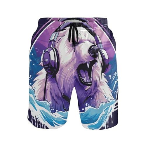 Pantalones Cortos Oso Morado Genial Shorts De Baño Transpirable Swim Trunks Deportes Short Deportivo para Viajes Playa Piscina S