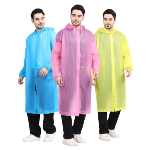 Image of Citizen Eco-Friendly EVA Poncho Raincoat for Men & Women, Lightweight Waterproof Coat with Hood, Adjustable Drawstring, Button Closure & Easy Carry Pouch, Reusable & Durable Outdoor Rainwear