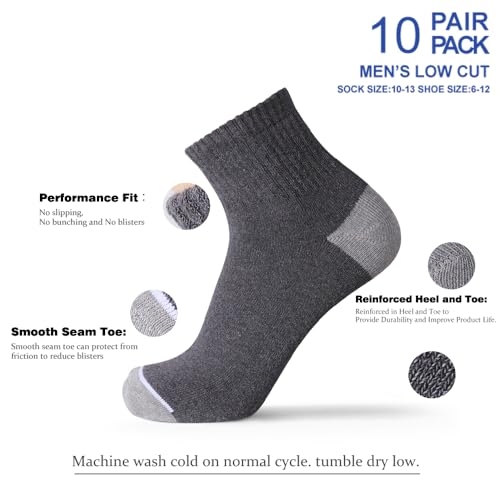 Image of EnerWear 10P Pack Unisex Cotton Moisture Wicking Cushion Ankle Socks