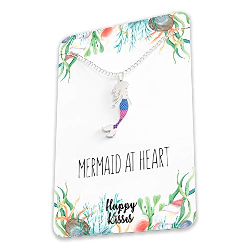 Mermaid Necklace – Cute Mermaid Gift Charm for Women, Girls & Teens – “Mermaid at Heart” Message Card3