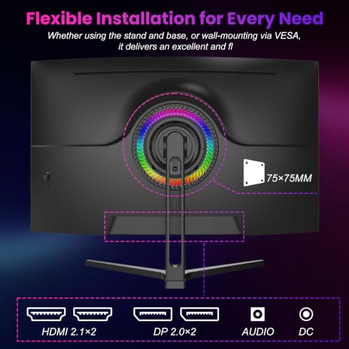 Image of Gawfolk 32 Inch 4K 240Hz Curved Gaming Monitor, UHD 3840 x 2160 Computer PC Monitor with Speakers, 1500R 1ms Frameless, Adaptive Sync, HDMI, DisplayPort VESA, Tilt Adjustable
