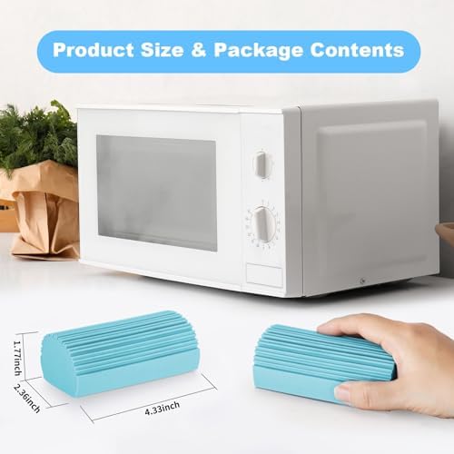 2-Pack Damp Clean Duster Sponge, Magic Sponge Eraser Baseboard Cleaner Tool, Dusters for Cleaning Blinds, Glass, Vents, Railings, Mirrors,Window Track Grooves and Faucets