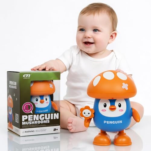 Image of WireScorts Penguin Musical Dancing Toy with Lights, Interactive Voice Recording Robot, Electric Swing and Dance, Mushroom Cap Design, Kids Sensory Toy, Toys for Babies Boys and Girls