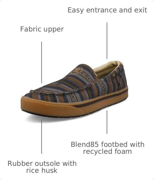 Image of Twisted X Men's Hooey Slip-On Loper, Moc Toe, Brown & Grey Serape, 9 M