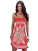 JIER Damen Schulterfrei Sommer Bandeau Strandkleid Flora Muster Bunt Boho Stil Casual Mini Strandkleider Neckholder Cover Ups Kleid ärmelloses Strand Abendkleid (Rot,Medium)