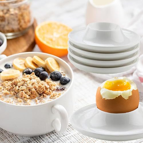 6Pcs Egg Cups, Egg Holders Soft Hard Boiled Egg Cup Classic Style White Plastic Egg Stand Plates Egg Tray for Hard Soft Boiled Eggs Dishwasher and Microwave Safe - Image 5