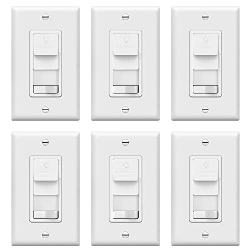 TOPGREENER Dimmer Light Switch for 200W Dimmable LED/CFL Lights, Single Pole/3-Way LED Slide Dimmer Switch, Neutral Wire Not Required, Wall Plate Included, UL Listed, TGSDS3-W-6PCS, 6 Pack, White TOPGREENER Dimmer Light Switch for 200W Dimmable LED/CFL Lights, Single Pole/3-Way LED Slide Dimmer Switch, Neutral Wire Not Required, Wall Plate Included, UL Listed, TGSDS3-W-6PCS, 6 Pack, White