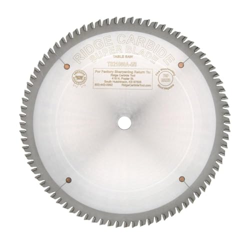 Ridge Carbide 10" Super Combo Full Kerf Saw Blade | 80 Teeth, ATB Grind, +5° Hook, 5/8" Bore, 0.087" Plate Thickness, 0.125" Kerf | for Cutting Wood and Sheet Goods (TS21080A-5/8)
