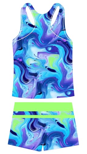 UNIFACO Girls Swimsuits Two Piece Tankini Bathing Suits Boyshort Summer Beach Rash Guard Swimwear for 4-13T2
