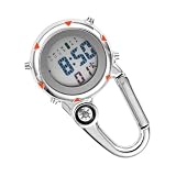 SEWACC Multifunktionale Karabineruhr aus Edelstahl mit Stoßfestigkeit und Weckfunktion für Outdoor und Indoor Einsatz Kompakter Clip Uhr mit Batterie