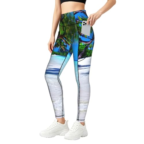 Pantalones de entrenamiento elásticos TTYDOKLA estilo leggings con estampado tropical