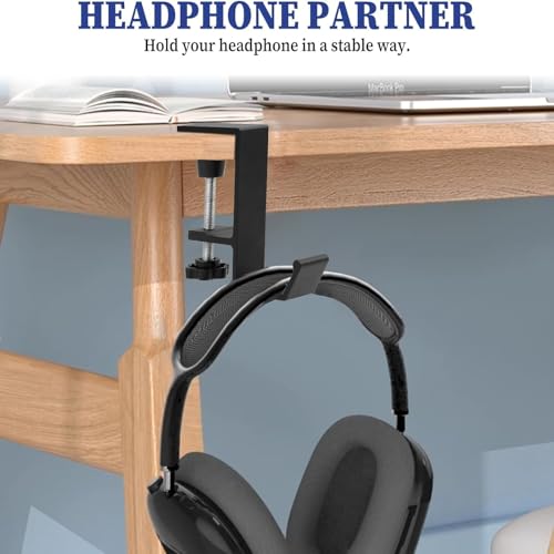 MZOYOURO Kopfhörer Halterung Verstellbarer 2 Stück Headset Halter Monitor, Kopfhörer Ständer, für Bürotische, Computertische, Schwarz