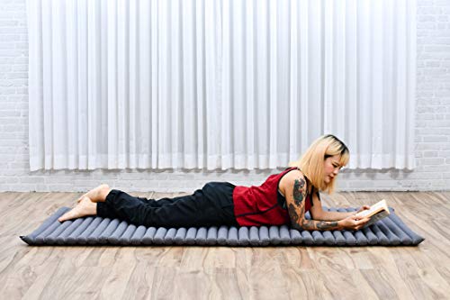 Image of Leewadee - Foldable Floor Mattress - Japanese Roll Up Futon -Trifold Tatami Mat- Guest Floor Bed - Camping Mattress - Thai Massage Mat, Kapok Filled, 75 x 28 inches, Anthracite