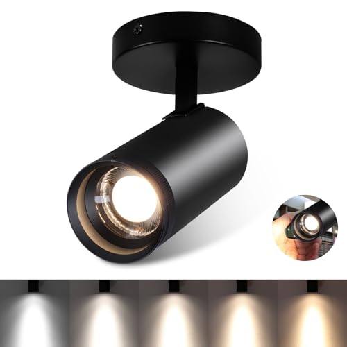Image of Zoomable Ceiling Spot Lights Indoor 5 Color Adjustable 20W Ceiling Spotlight Fixture Led Flush Mount Directional Black Dimmable Led Spotlight Fixture for Home Wall Art Pictures