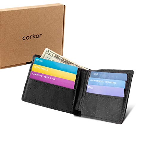 Cork Bifold Wallet for Men – RFID Safe - Vegan Leather – Natural Cork – Environment Friendly - Black2
