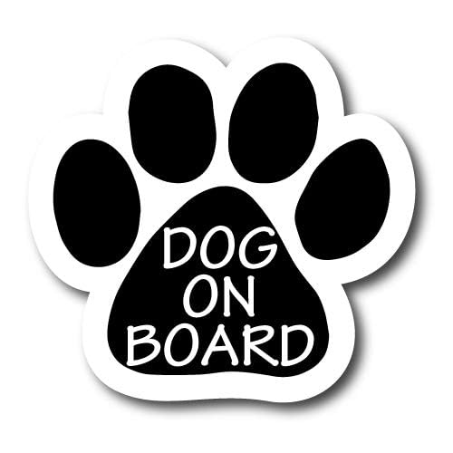 Image of Dog on Board Cute Pawprint Car Magnet 5 Inch, Dog Lover Gift