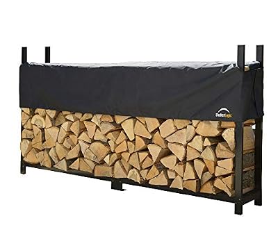 ShelterLogic 8' Ultra-Duty Firewood Rack-in-a-Box Wood Storage with Premium Steel Frame and Adjustable Water-Resistant Cover