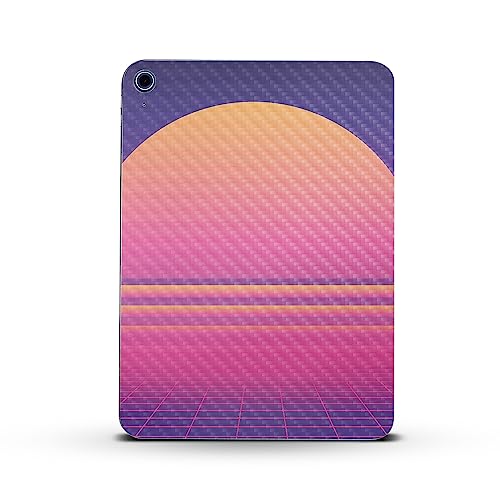 Image of MightySkins Carbon Fiber Skin Compatible with Apple iPad 10.9 inch 10th Gen (2022) Full Wrap Kit - Synthwave Sunset | Protective, Durable Textured Carbon Fiber Finish | Easy to Apply | Made in The USA