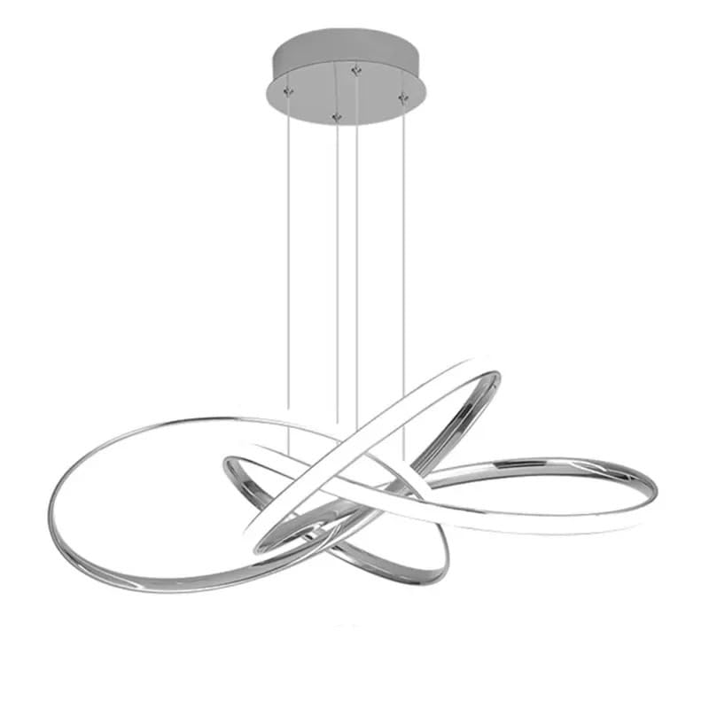 Lampe suspension LED 80cm argent blanc froid à lignes géométriques pour magasin