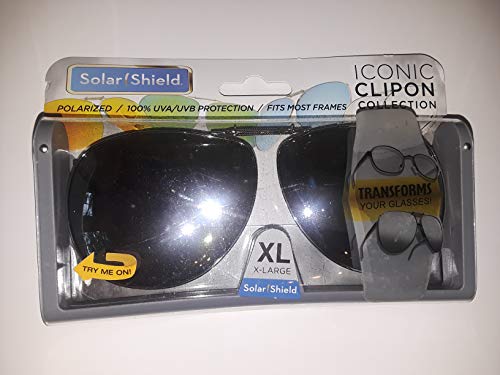 Solar Shield Iconic Clipon Collection Aviator Shape Grey Lenses (XL)