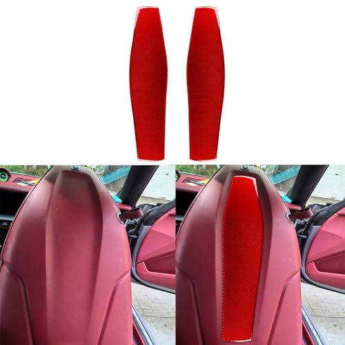UOADA 2PCS Car Lumbar Support Back Cushion Sticker Cover Soft Carbon Fiber Compatible with Porsche 911 992 2019 2020 2021 2022 2023 Interior Red Accessories.