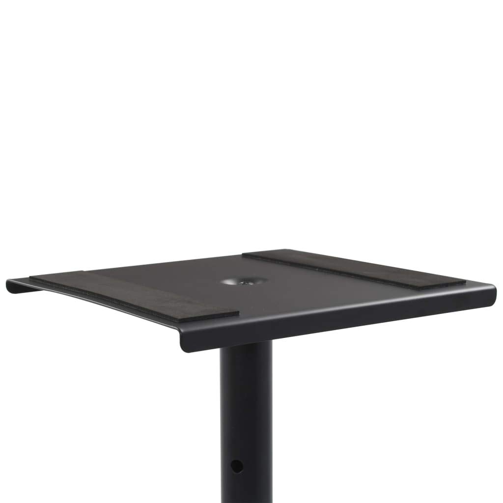Set di 2 Supporti per Altoparlanti Monitor Studio in Acciaio Nero, Base Triangolare Stabile con Ramponi di livellamento e Piedi Gomma, Altezza regolabile tramite perno