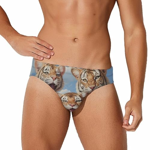 Cute Tigers Men's Swim Briefs Sexy Bikini Swimsuit Beach Shorts Underwear Low Waist