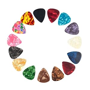 Guitar Picks Thin Light Soft Gauge Assorted Pearl Variety Sampler Pack Celluloid – 50 Pcs Mixed Colorful – Guitar…