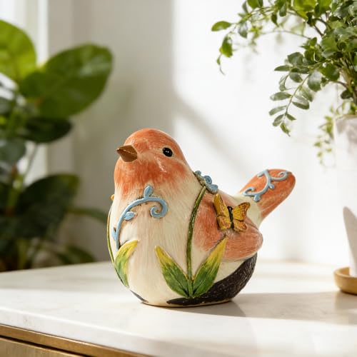 Figura de pájaro naranja de resina pintada a mano 3.2 pulg miniatura 4