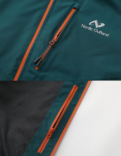 Image of NORDIC OUTLAND Mens Lightweight Hooded Waterproof Rain Jacket Breathable Raincoat Shell for Outdoor Mountain Hiking