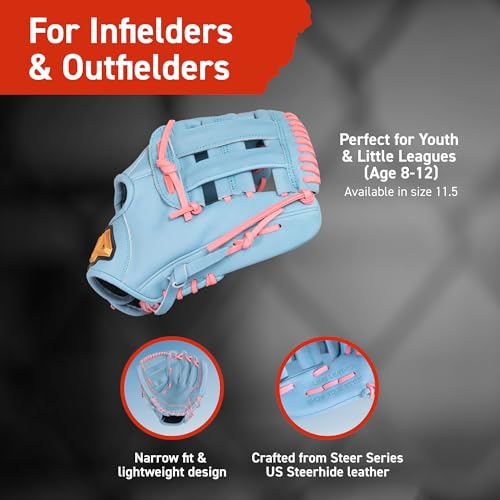 Image of 44 PRO Rise Youth Baseball Glove, 11.5 inch H-Web, Ages 8-12