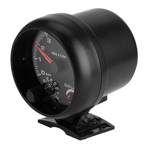 Tomantery Tacómetro de Coche de Alta Sensibilidad 0-8000RPM con Luz de para Vehículos de Gasolina de 12V Ajuste Universal Tacómetro de 95mm