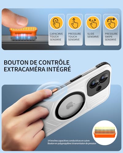 Coque iPhone 16 étanche Lanhiem protection intégrale antichoc et compatible MagSafe noir - 5