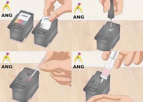 Image of ANG Compatible Refill Ink for Pixma Printer 400gms Ink Suitable for E500, E510, E400, E410, E560, E470, E480, E417, E600, E610, E477 MG Series, MP Series, IP Series etc. 4 Black with 4 Syringes
