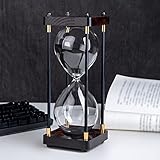 60 Minutes Hourglass Sand Timers,Large Sand Timer, Decorative Quiet Time Clock for Men/Women, Vintage Wooden Hour Glass Timer,Modern Home Kitchen Office Decoration