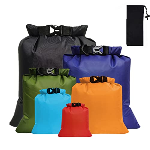 CNMTCCO Waterproof Dry Bag Set 6 Pcs,Lightweight Drybag Canoe Bags with 1.5L, 2.5L, 3L, 3.5L, 5L, 8L Waterproof Bag for Kayaking Rafting Boating Hiking Camping Travel Backpacking