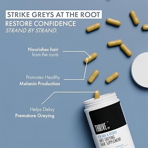 Image of ThriveCo Anti Grey Hair Serum 50ml + Anti Grey Hair Supplement 30 Capsules | Reduces Premature Greying | Advanced Clinically Proven Grey Hair Treatment | For Men & Women