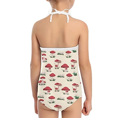 Image of Pinupub Girls One Piece Swimsuit Off Shoulder Halter Neck Cute Fashion Hawaiian Tropical Bathing Suit