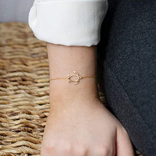 Image of MEVECCO Bracelet for Women 14K Gold Plated Dainty Chain Simple Jewelry Cute Handmade Minimalist for Her