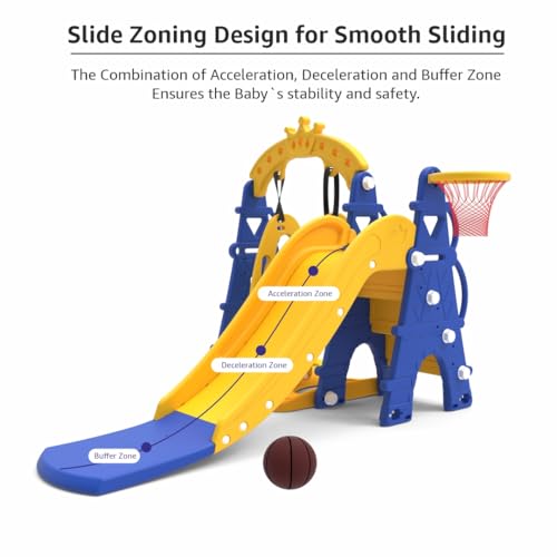 Image of Amazon Brand - Solimo 3-in-1 Garden Castle Slide & Swing for Indoor & Outdoor Use | for Kids 2-8 Years Old | Safe & Fun | Ideal for Boys & Girls | Toy for Kids | Easy Assembly, Multicolor