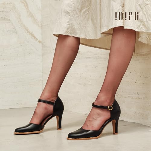 IDIFU IN3 Closed Toe Chunky High Heels Comfortable Dress Shoes for Women Pumps Vintage Heels Dressy Wedding Prom Bridal Party Work Office Business D'Orsay Pumps Shoes4